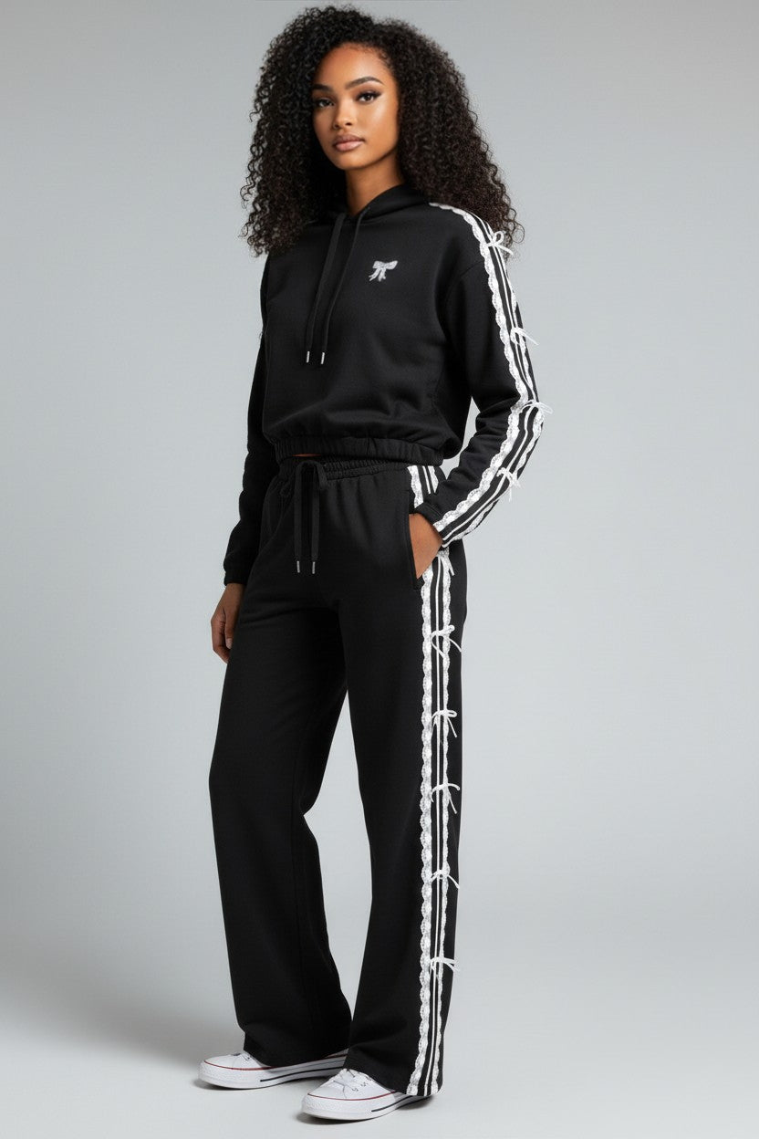 Chloe Set Zwart - Trendy Sweater & Broek Set